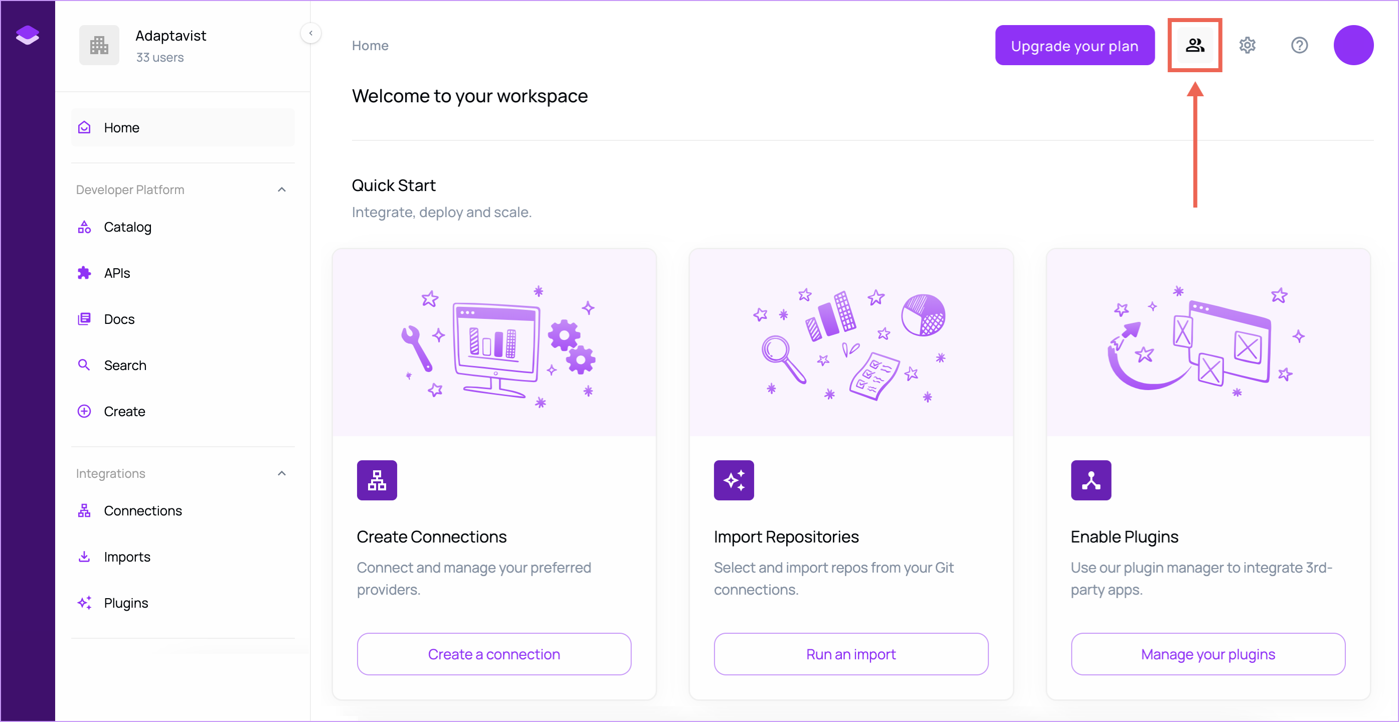 Users and Teams button