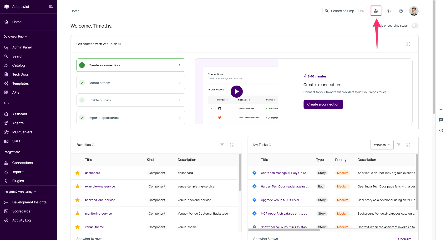 Users and Teams button